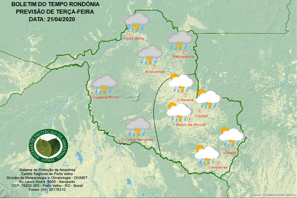 Confira a previsão do tempo para esta terça-feira em Rondônia