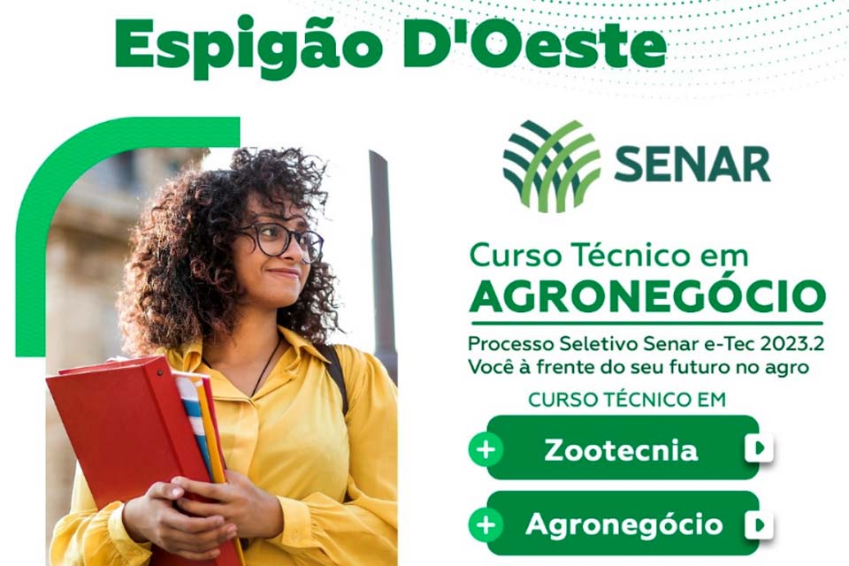 Município terá cursos em Agronegócio e Zootecnia oferecidos pelo Senar