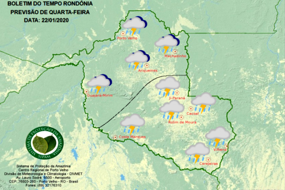 Confira a previsão do tempo para esta quarta-feira em Rondônia
