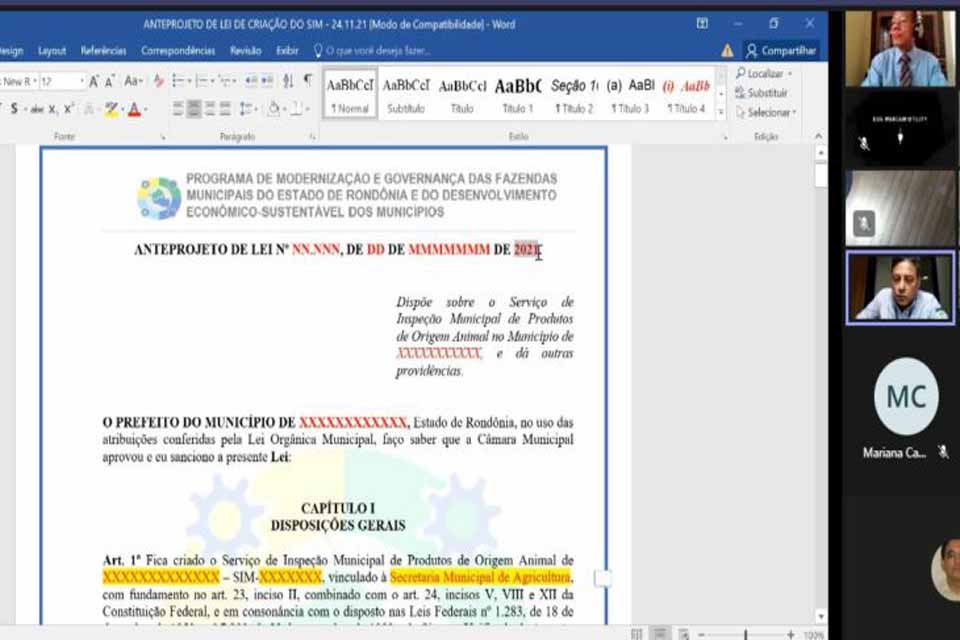 Esforço conjunto do Profaz, Cisan, Cimcero, Arom, Ucaver e Sebrae-RO beneficiará municípios com Serviço de Inspeção Municipal (SIM)