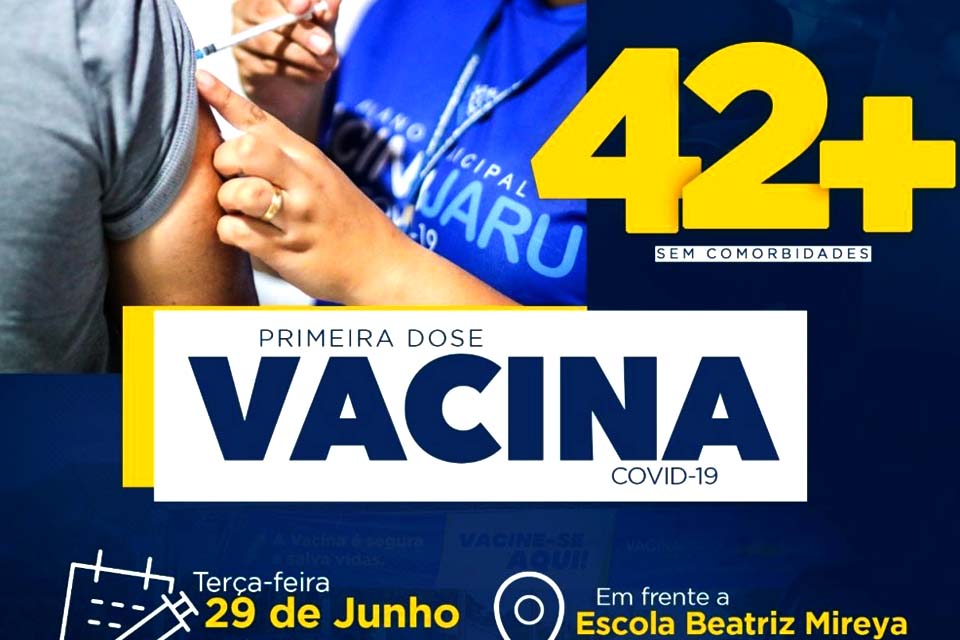 Município vacinará pessoas maiores de 42 anos nesta terça-feira (29)