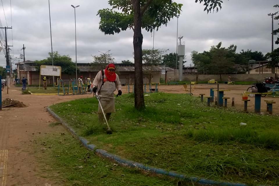 Prefeitura de Porto Velho mantém manutenção em praças e pontos públicos da cidade