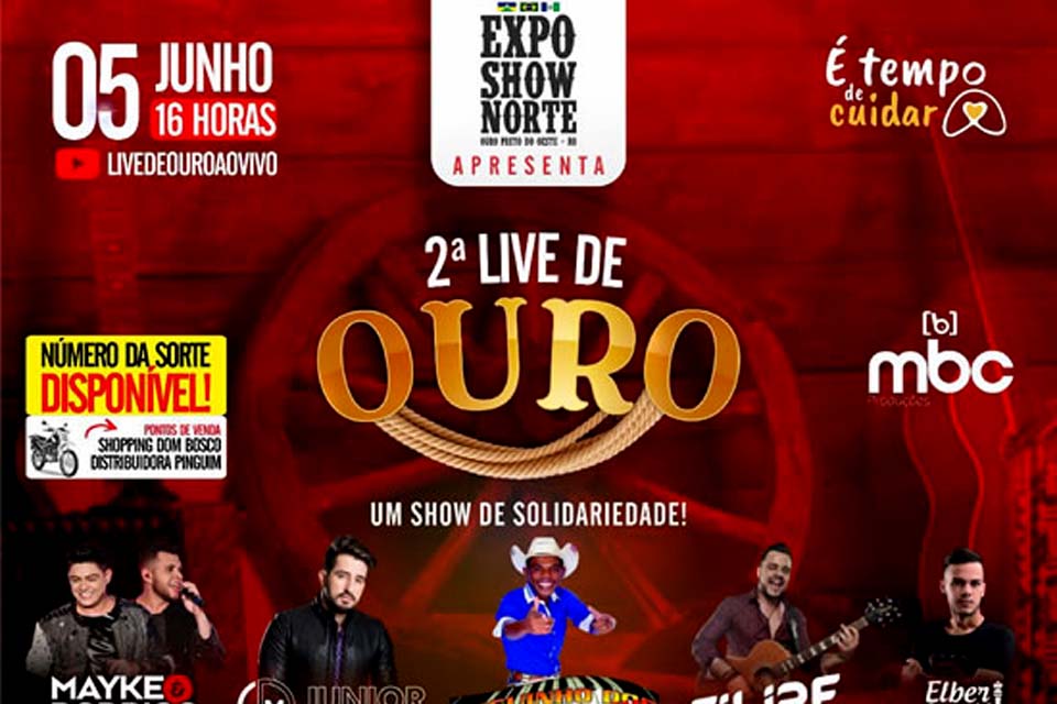 2ª Live de Ouro acontece neste sábado (05), a partir das 16 horas