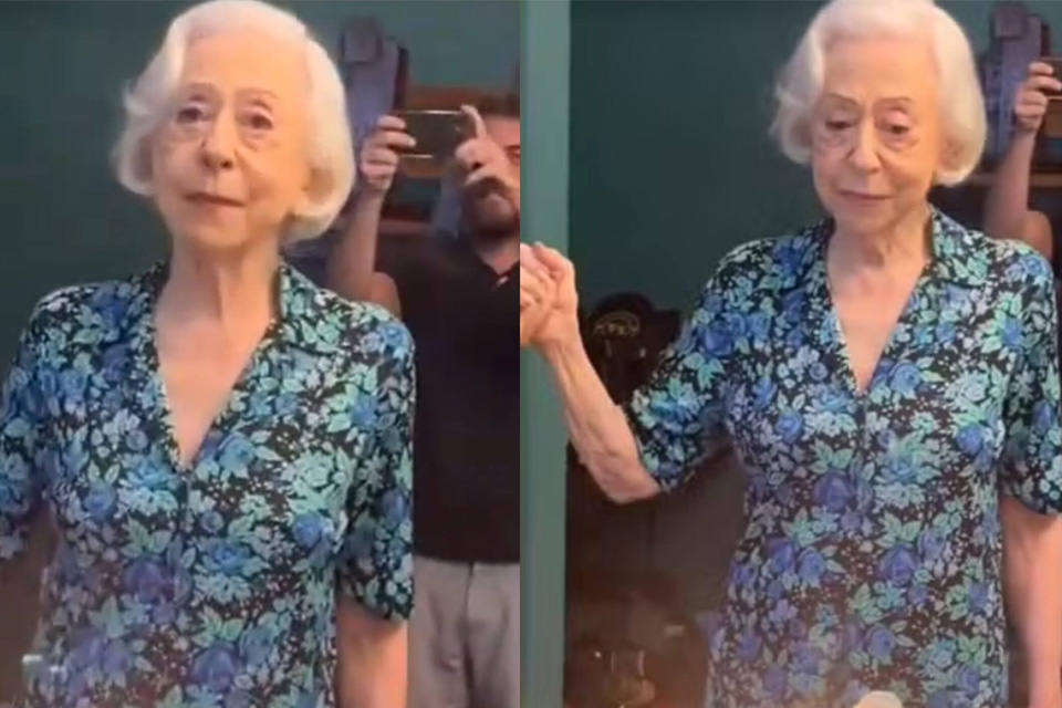 Fernanda Montenegro se emociona com festa de aniversário em set de filmagem