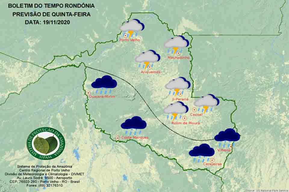 Confira a previsão do tempo para esta quinta-feira em Rondônia