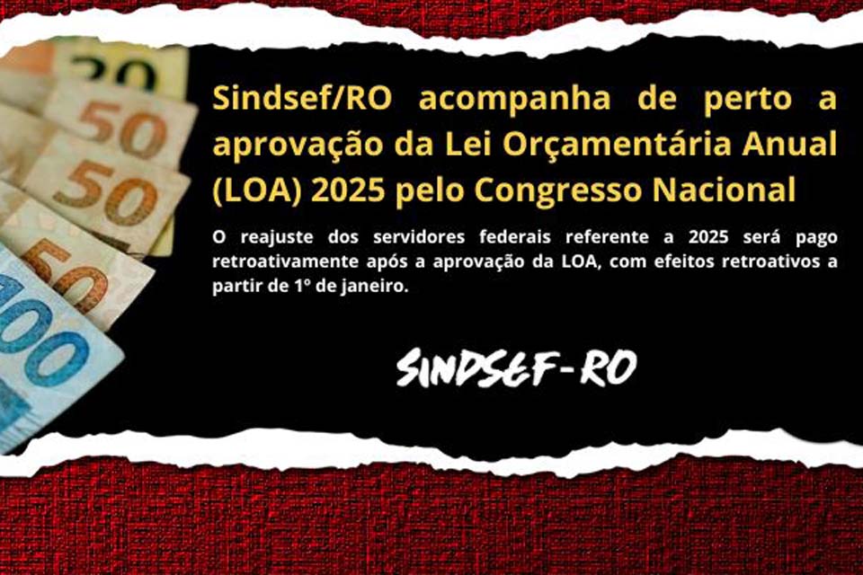 SINDSEF-RO acompanha de perto a aprovação da Lei Orçamentária Anual (LOA) 2025 pelo Congresso Nacional