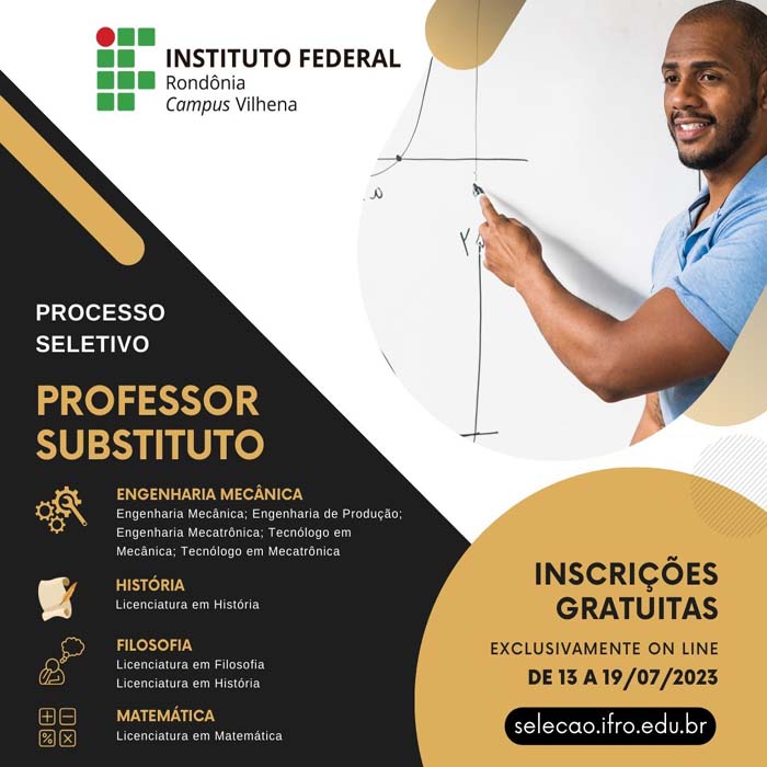 Campus Vilhena seleciona professores de Engenharia Mecânica, Filosofia, História e Matemática