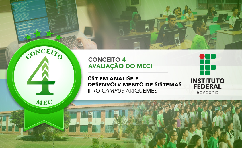 Curso de Análise e Desenvolvimento de Sistemas do Campus Ariquemes recebe nota 4 na avaliação nacional