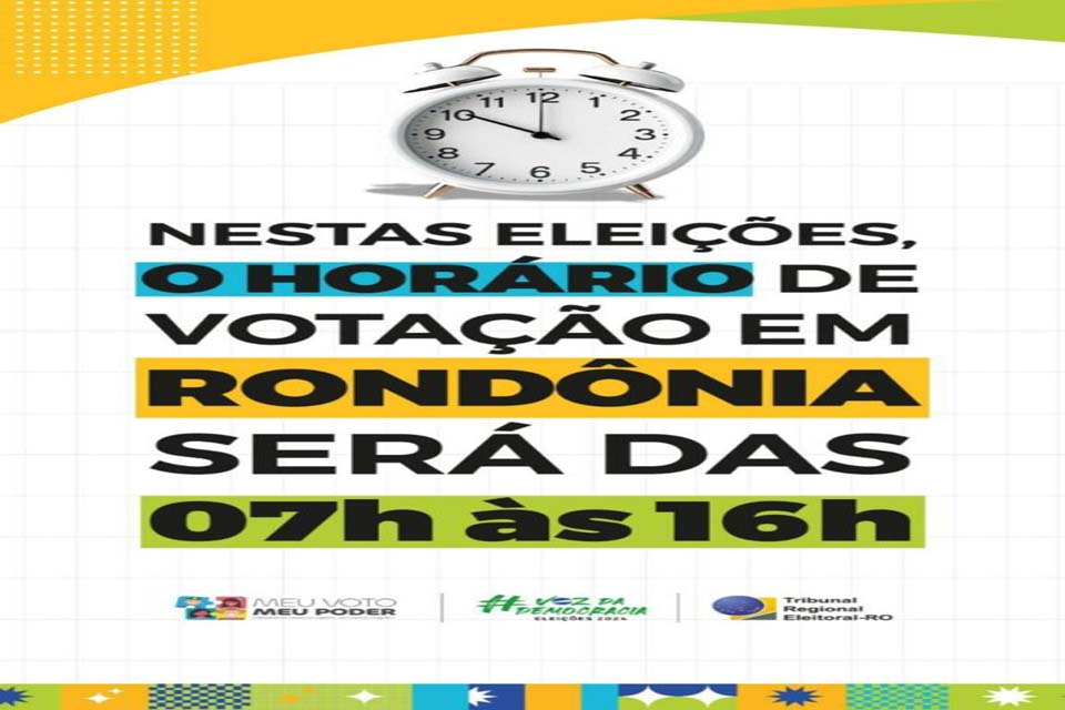 Eleições em Rondônia seguem fuso horário de Brasília; votação inicia às 07h e encerra às 16h no horário local