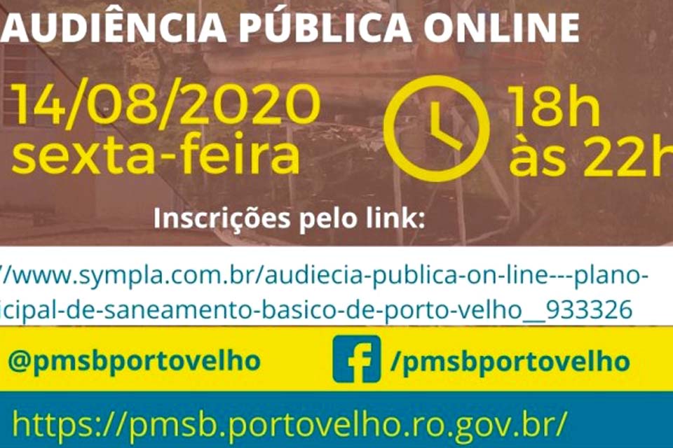 Prefeitura de Porto Velho convida a população a debater plano de saneamento