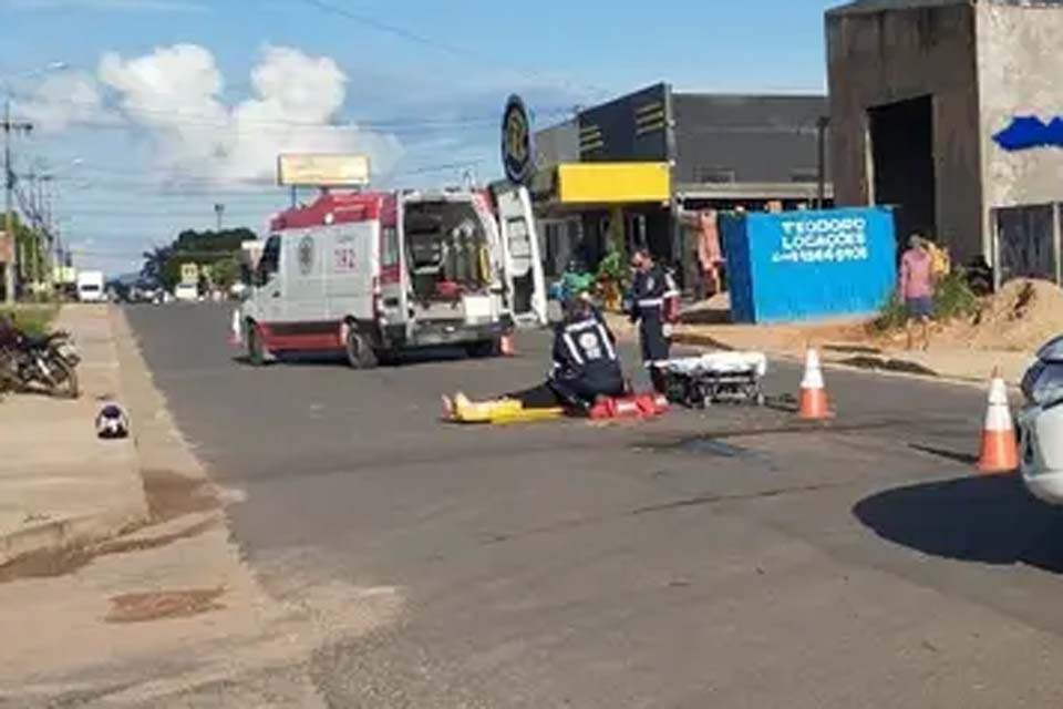 Motorista foge após atropelar motociclista em Ji-Paraná