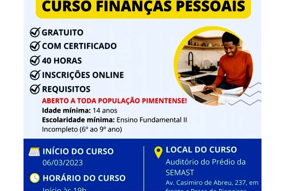 Semast abre vagas para diversos cursos de capacitação profissional para o mês de março