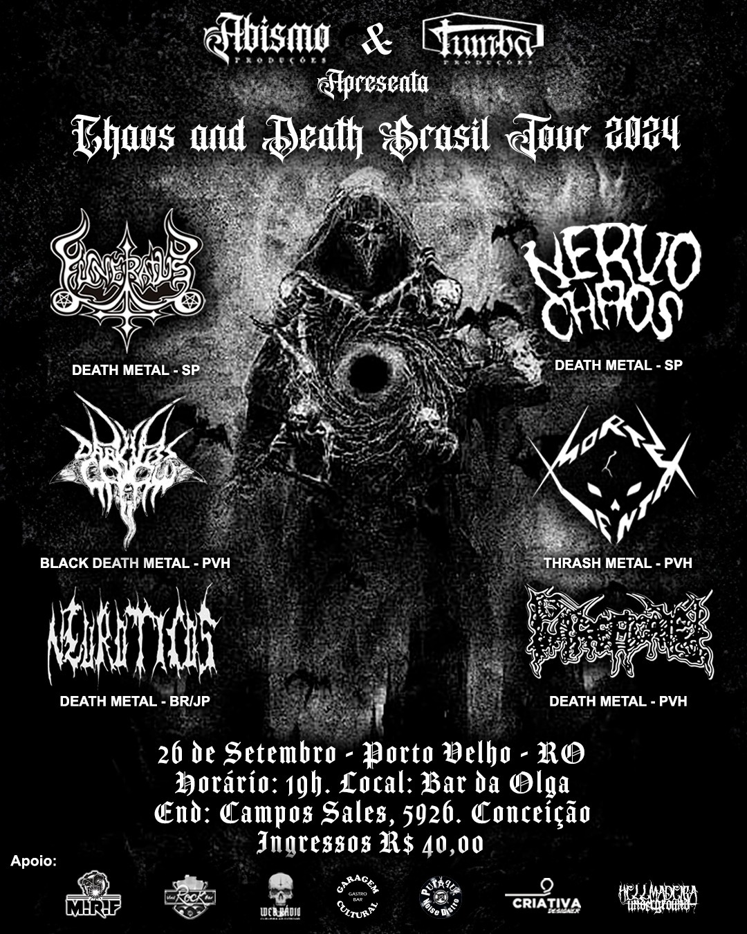 Chaos And Death Brasil Tour: Seis bandas se reúnem em Porto Velho para noite de metal extremo