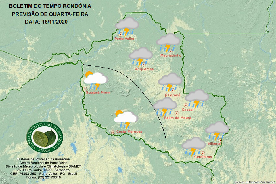 Confira a previsão do tempo para esta quarta-feira em Rondônia