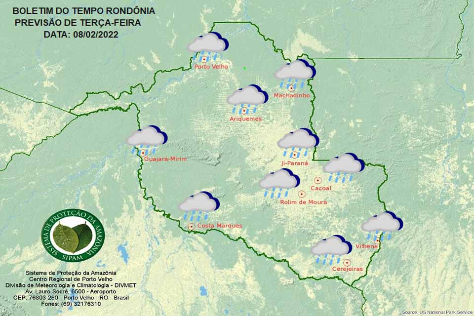 Previsão do tempo para esta Quinta-feira em Rondônia com possibilidade de temporais em todo o estado