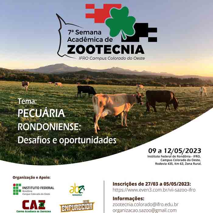 IFRO Colorado do Oeste abre dia 27 as inscrições para 7ª Semana de Zootecnia