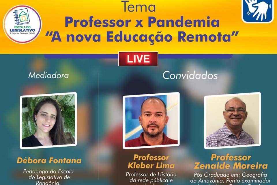 Live da Escola do Legislativo discute o trabalho do professor durante a pandemia