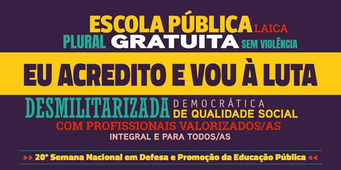 Sintero anuncia programação  para a 20ª Semana Nacional em Defesa e Promoção da Educação Pública nas Regionais
