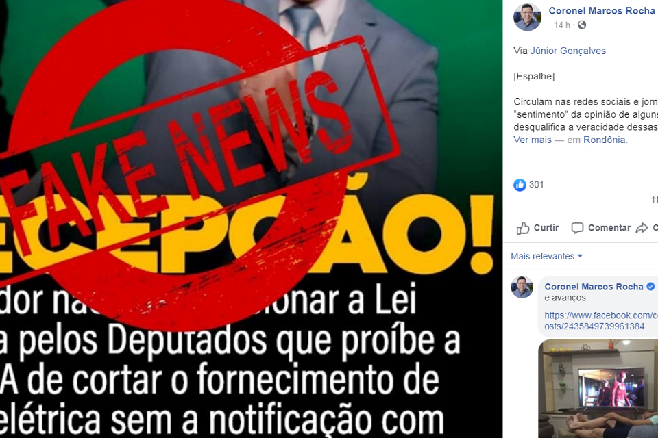 Governador de Rondônia rebate ‘‘fake news’’ sobre projeto apresentado pelo presidente do Legislativo a respeito da Energisa